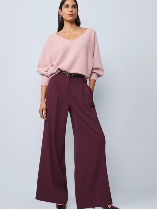Ann Taylor Pants - Ann Taylor Poised Plum Pleated Wide Leg Pant in Bi-Stretch Size 8 Petite